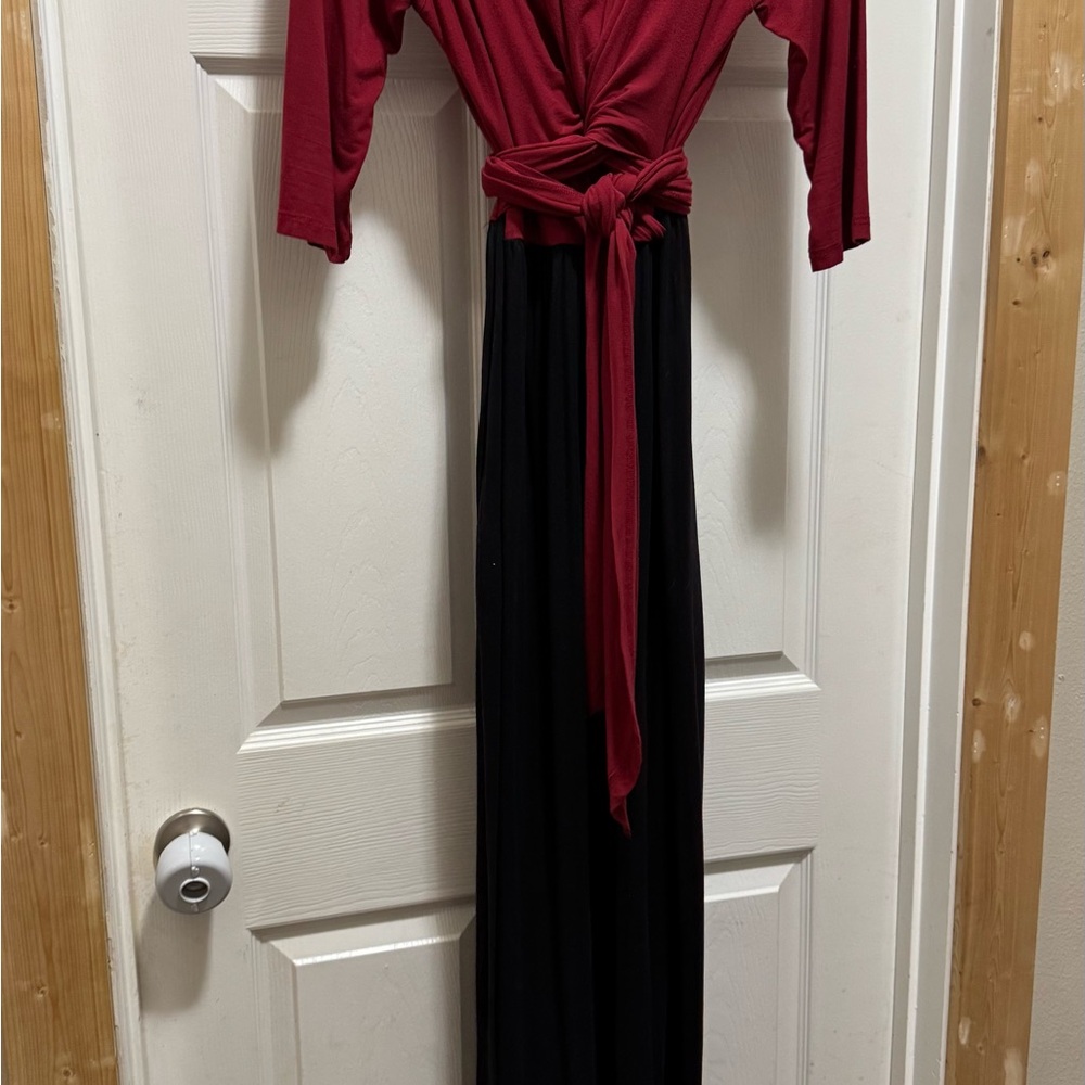 Elegant Red and Black Women's Nursing Dress